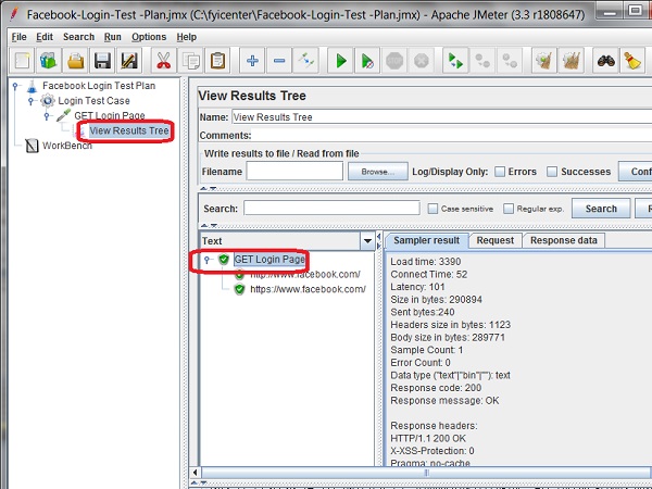 View Result Tree on HTTP Request Sampler