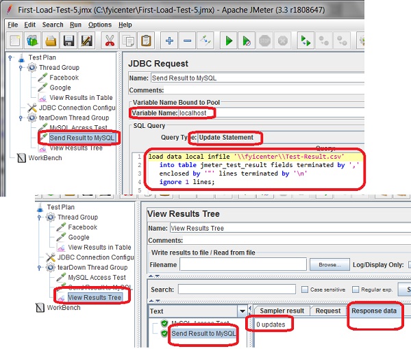 Send Result to MySQL with JDBC Request