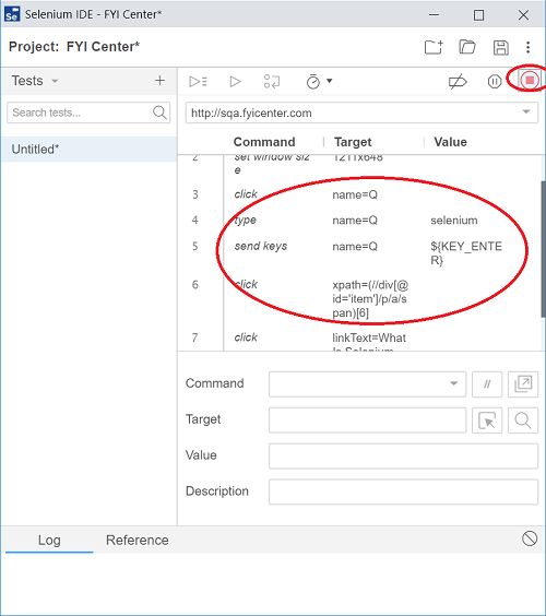 Selenium IDE for Chrome - Recorded Steps