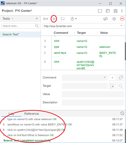 Selenium IDE for Chrome - Run Recorded Test