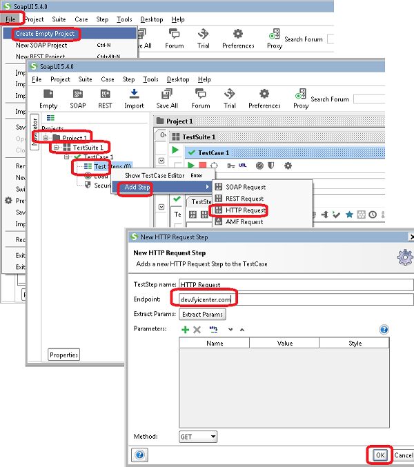 Create First SoapUI Test Project