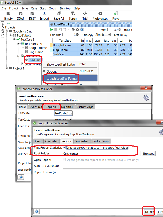 Launch LoadTestRunner on SoapUI GUI