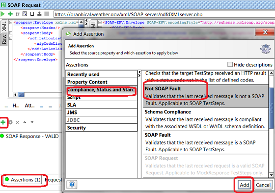 'Not SOAP Fault' Assertion for SOAP Request