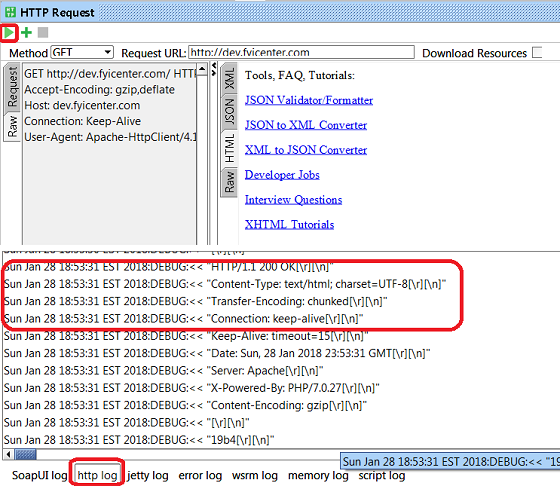 View HTTP Log in SoapUI