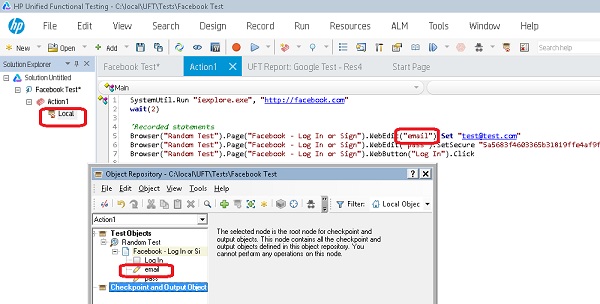 Object Repository of Recorded Test