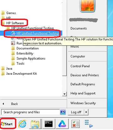 Start UFT (Unified Functional Testing)