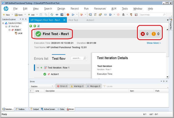 View Test Result in UFT
