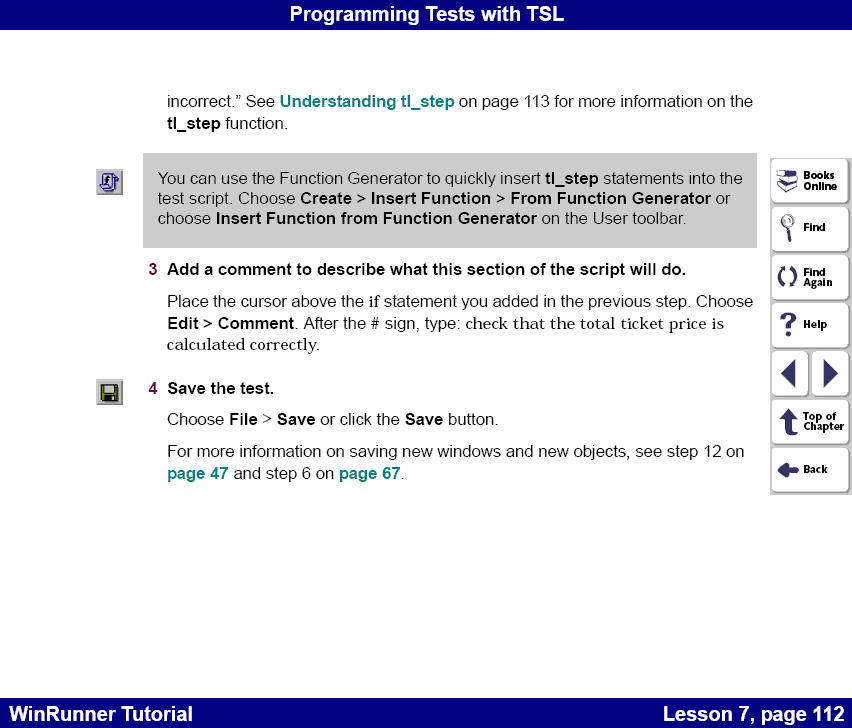 Adding comments into the test script