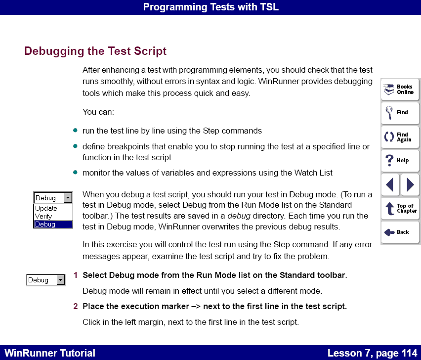 Debugging the Test Script