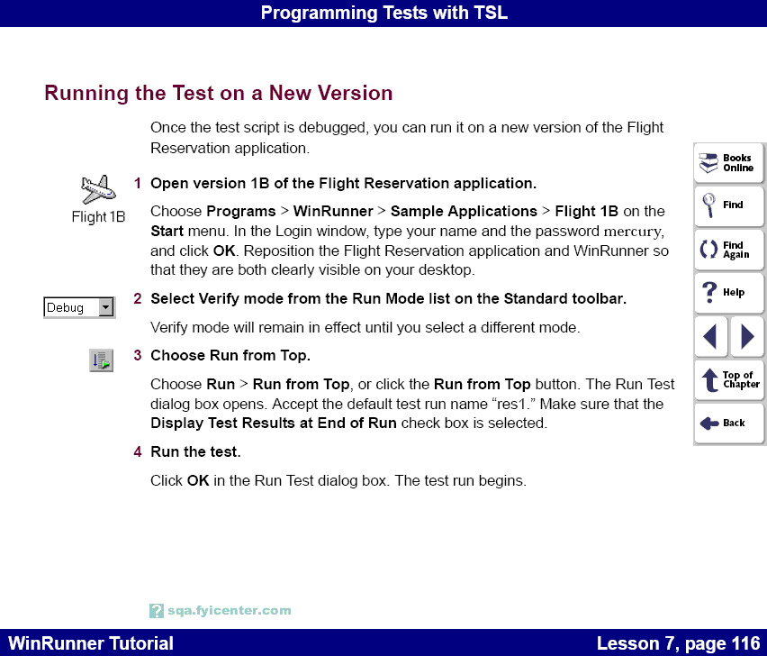 Debugging tests on a new version of the application