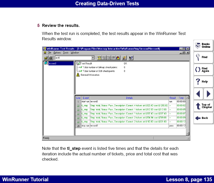 Reviewing the results from data driven tests