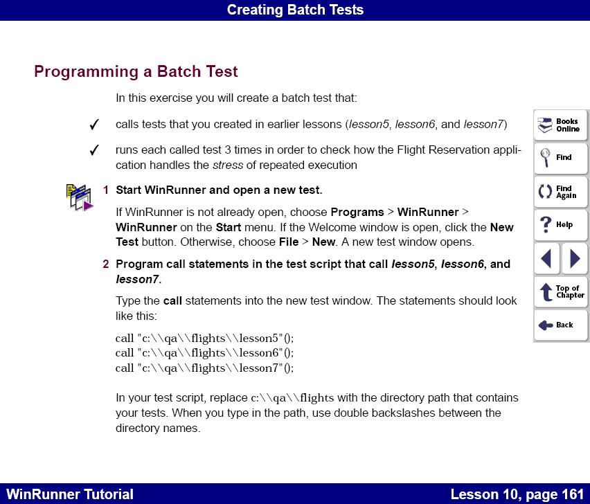 Programming a Batch Test