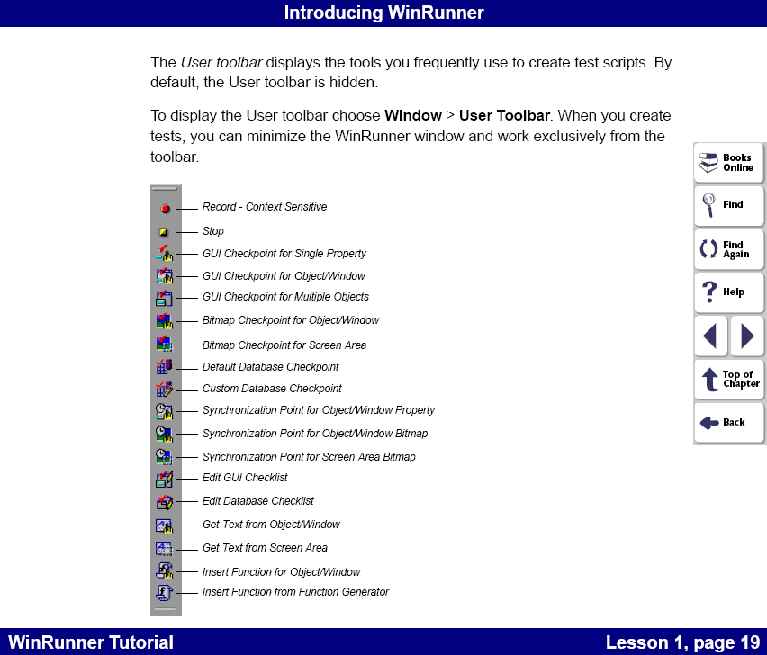WinRunner Toolbars