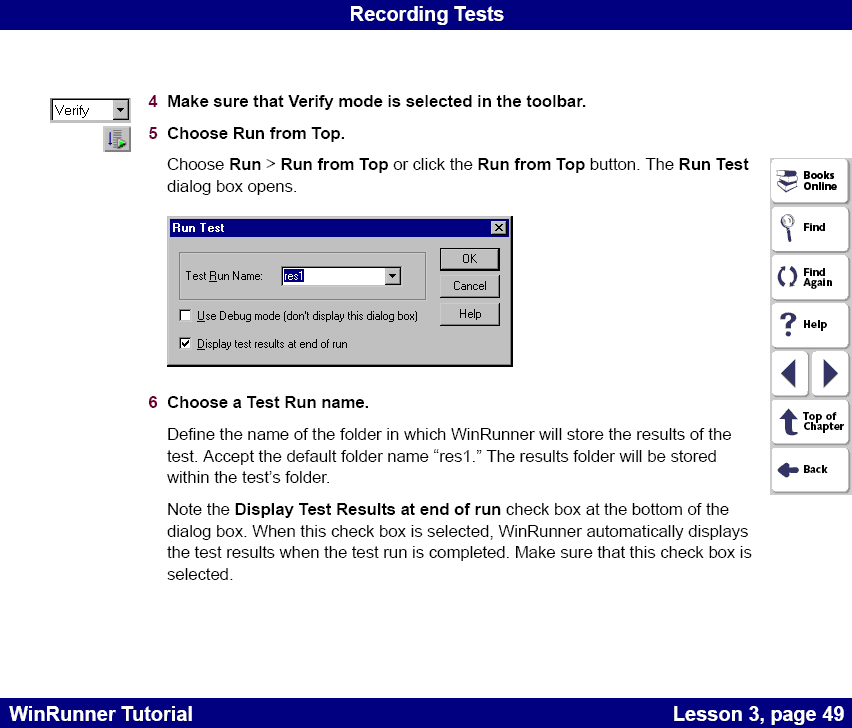 Using Verify Mode While Running a Test