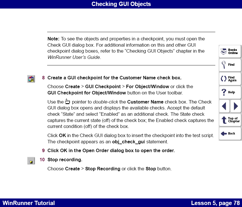 Adding GUI Checkpoints to a Test Script 4
