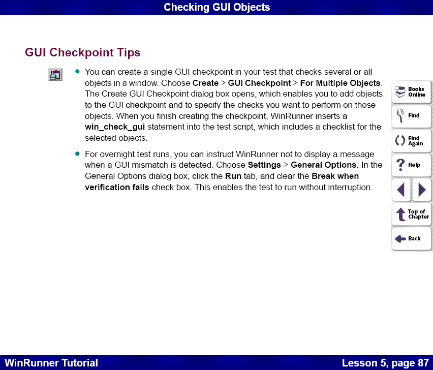 GUI Checkpoint Tips