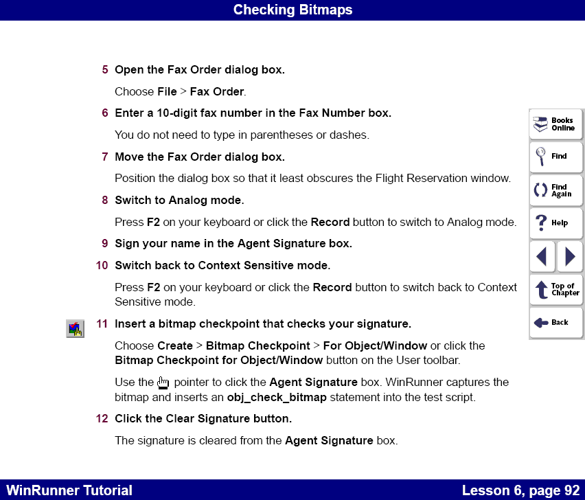 Insert a bitmap checkpoint that checks your signature